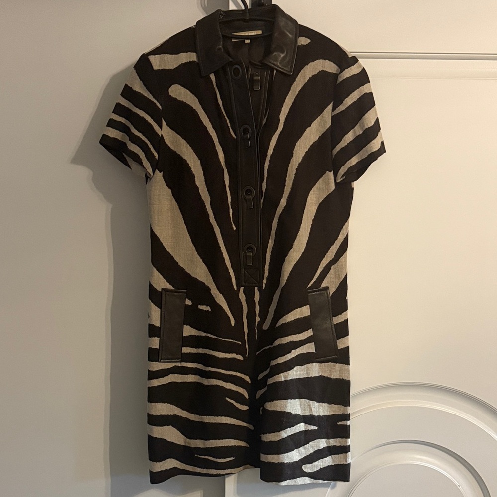 Michael Kors Brown and Cream Zebra Print Mini Dress